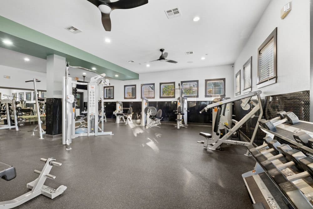 the collective at norman apartments near the university of oklahoma fitness center equipment